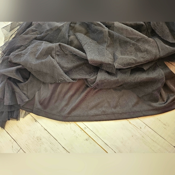 Candalite Long Maxi Halter Formal Dress Gold Lace & Gems Ruffle Black Bottom - Picture 11 of 11